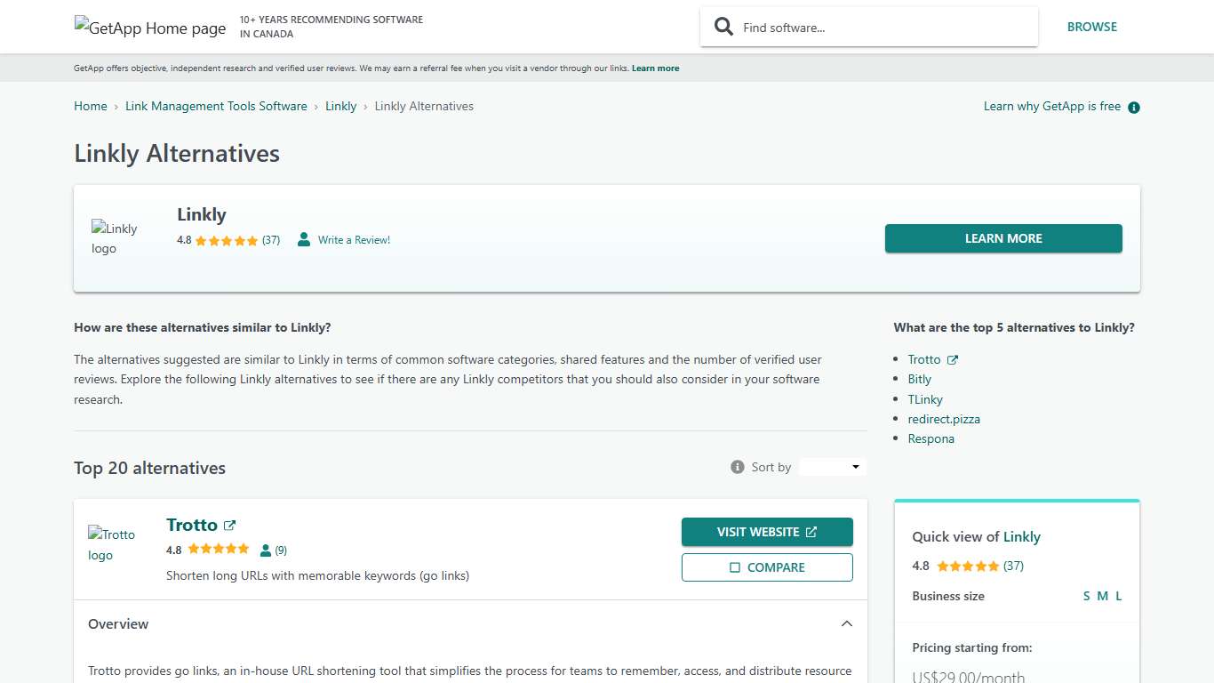Top 20 Linkly Alternatives GetApp Canada 2026